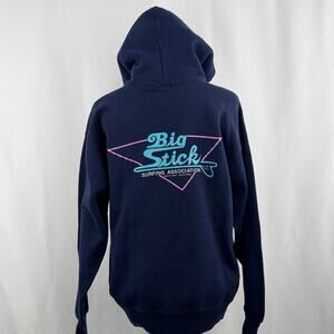 1988 Big Stick Surfing Association Hoodie L Navy Russell Athletic USA Vintage